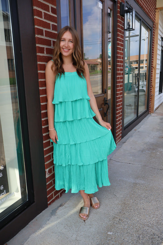 Pleated Tiered Maxi