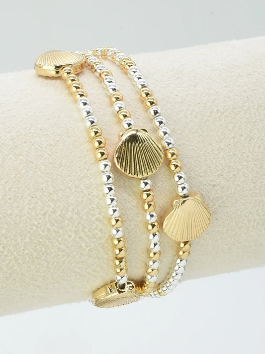 Set of 3 Gold and Silver Shell Bracelet