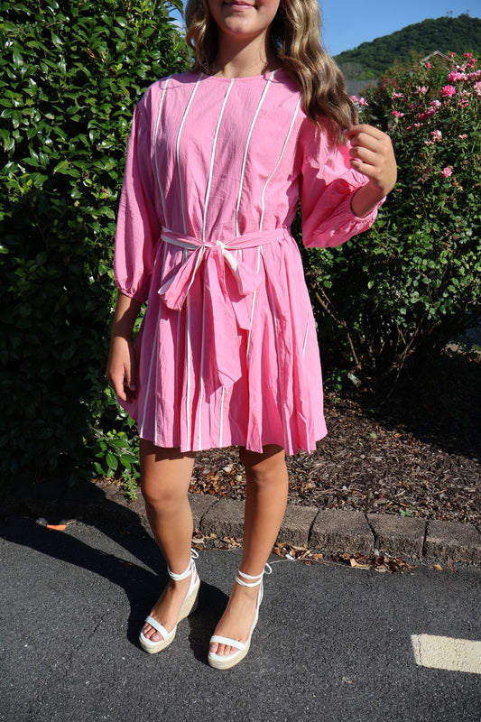 Candy Pink Pleated Dress