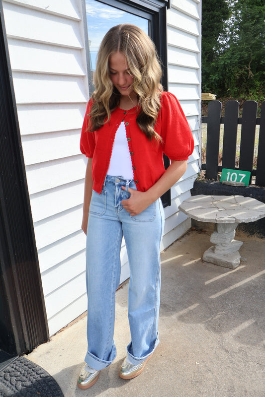 Red Puff Sleeve