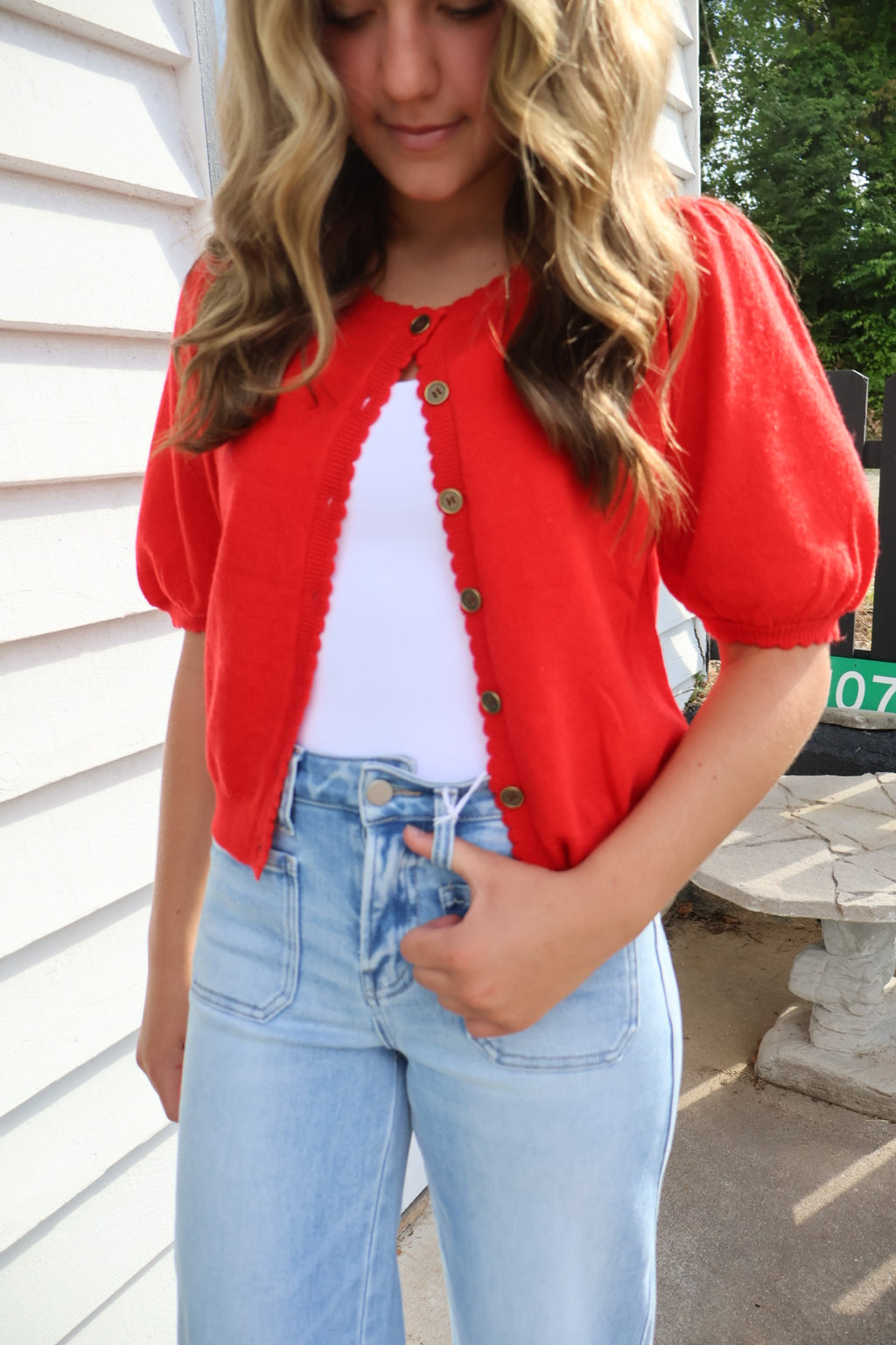 Red Puff Sleeve
