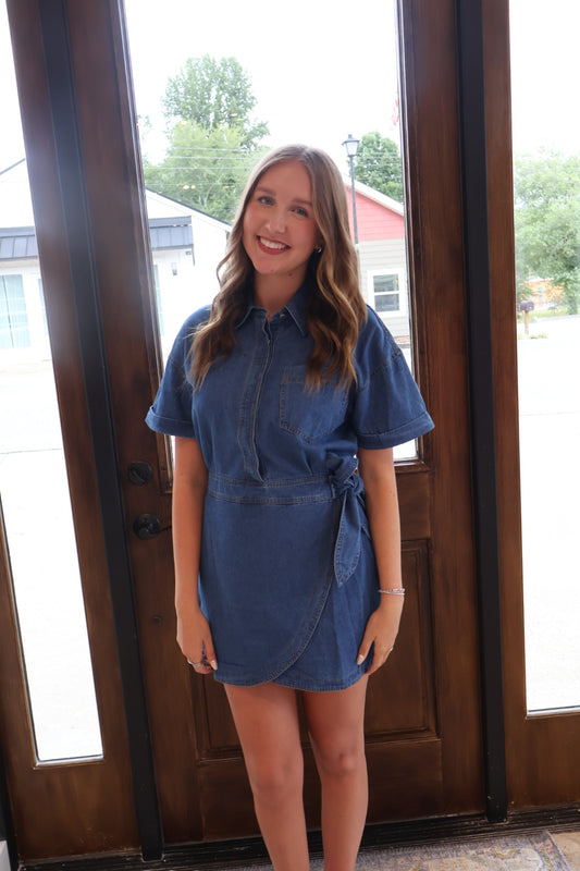 Denim wrap dress