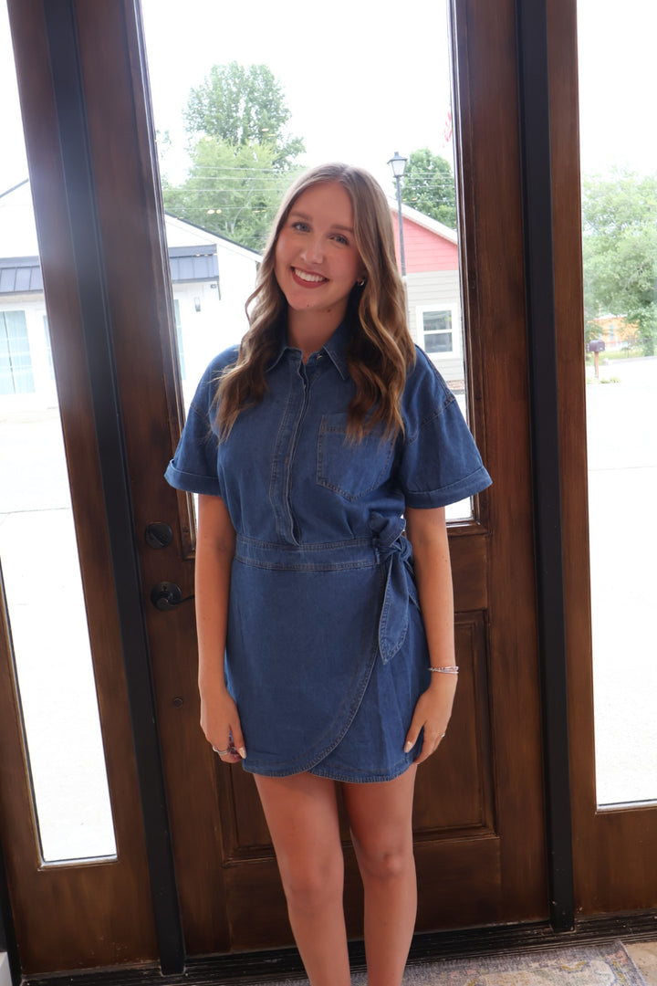 Denim wrap dress