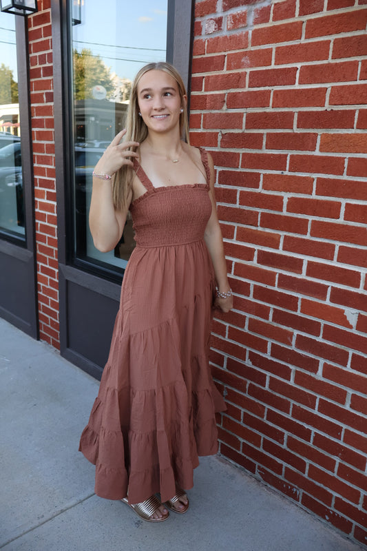 Smocked Tiered Midi Dress