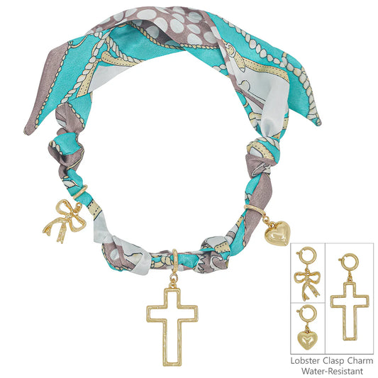 Blue and White Knotted Scarf Necklace