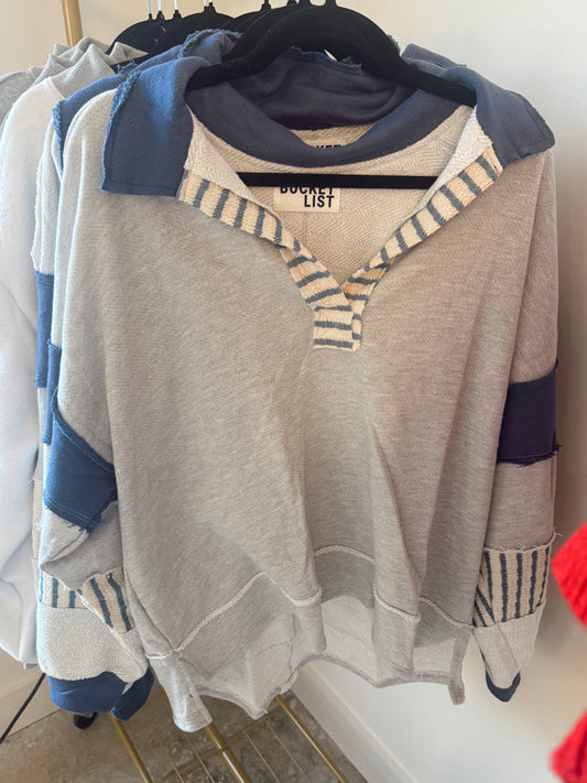 Navy Terry Cloth Sweatshirt