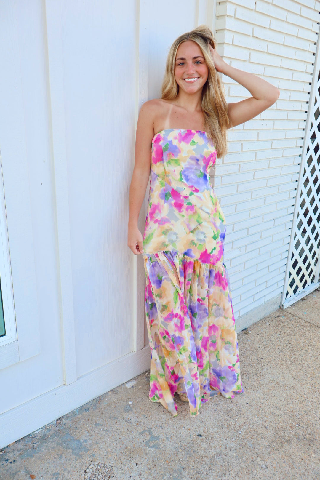 Soft Bloom Strapless Maxi