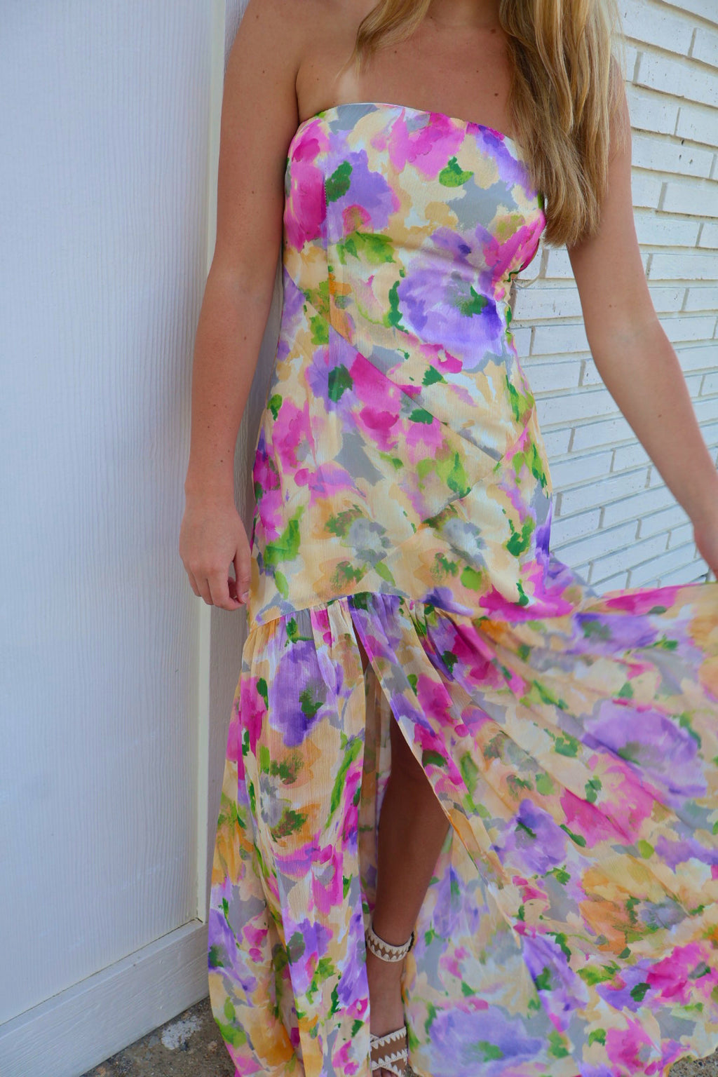 Soft Bloom Strapless Maxi