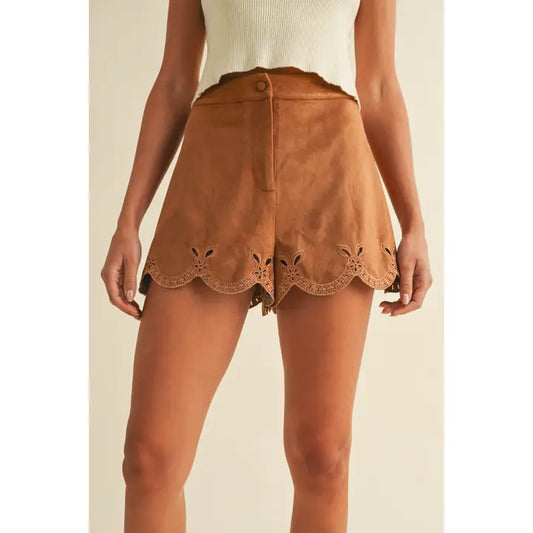 Sude Camel Shorts
