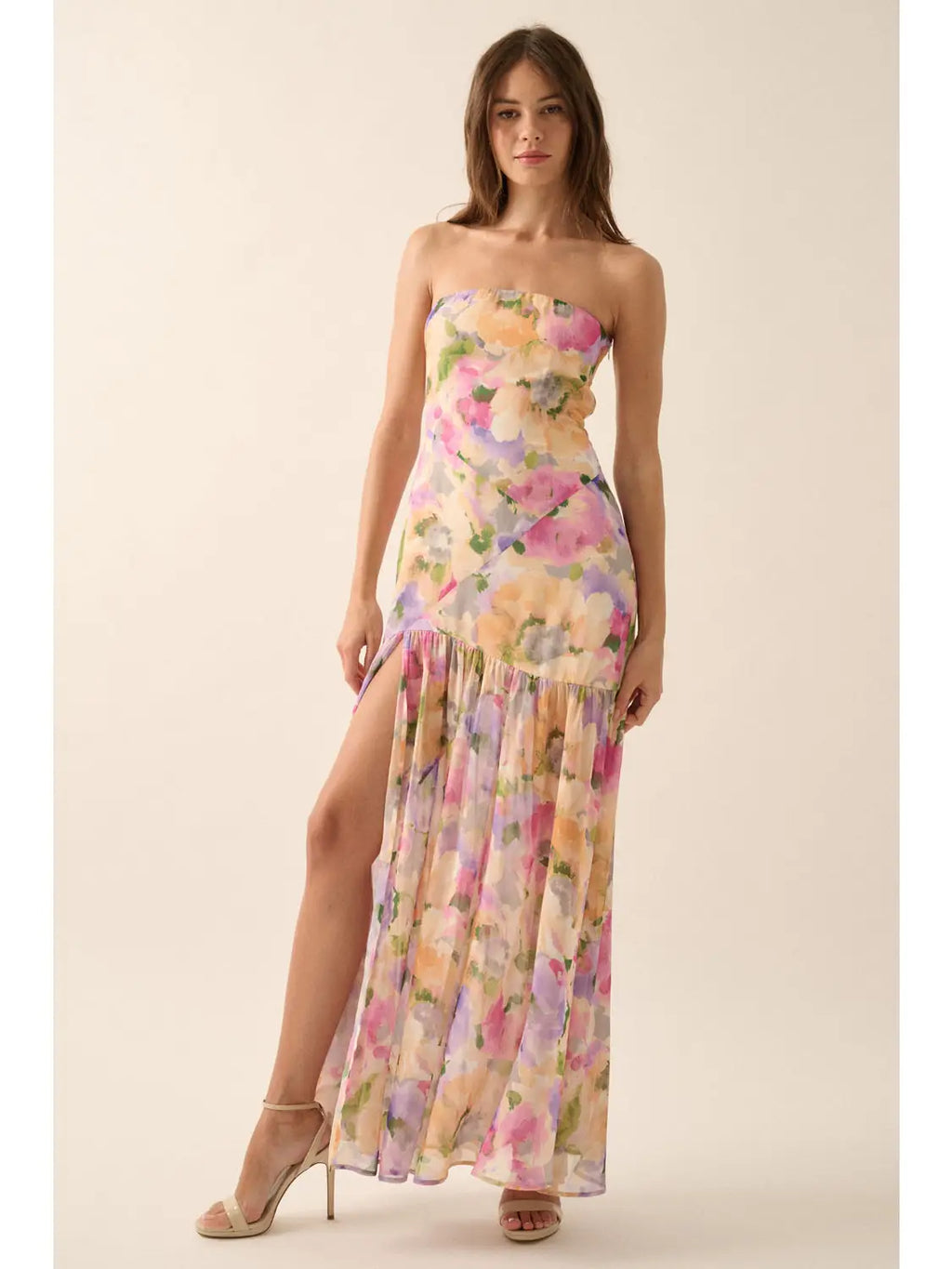 Soft Bloom Strapless Maxi