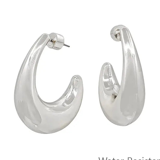 Silver Teardrop Hoops