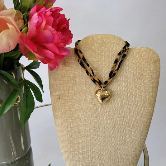 Leopard Heart Scarf Necklace