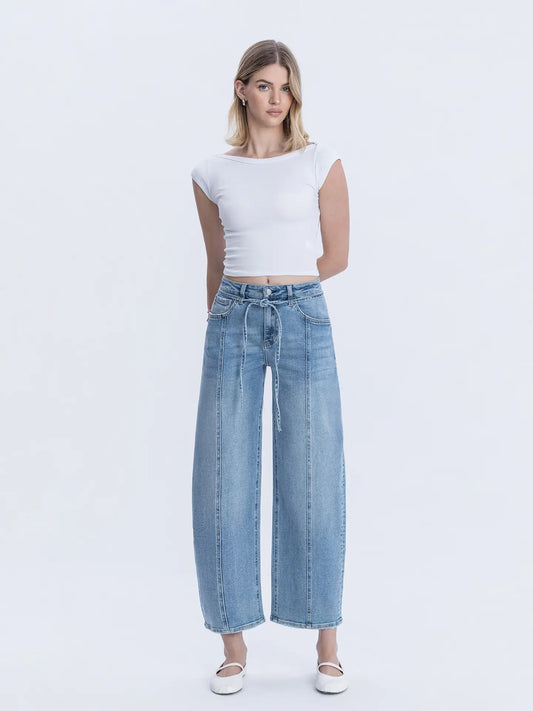 HR Barrel Jeans with Tie