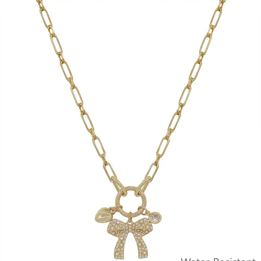 Bow Clip Charm Necklace