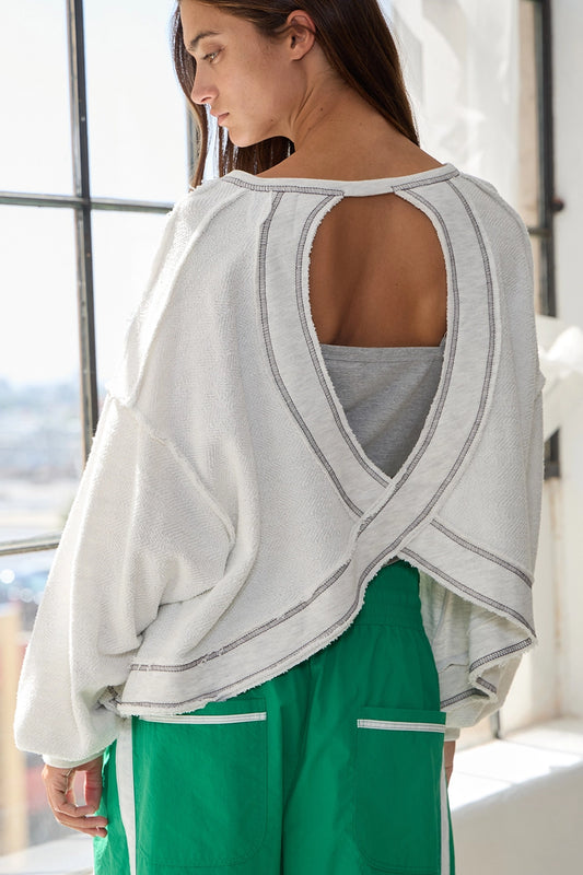 ASH Grey Open Back Top