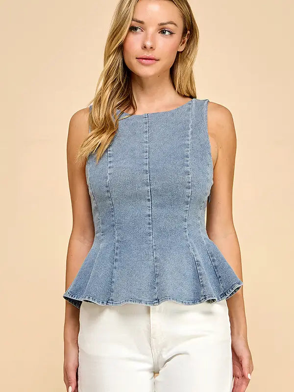 Denim Flare Top