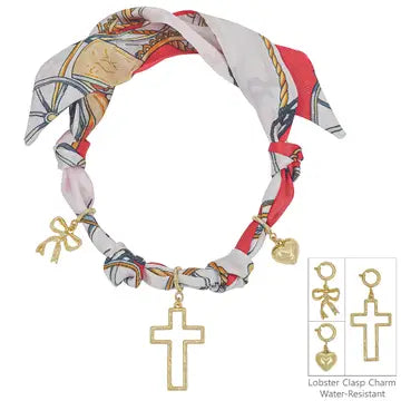 Red Scarf Necklace Cross