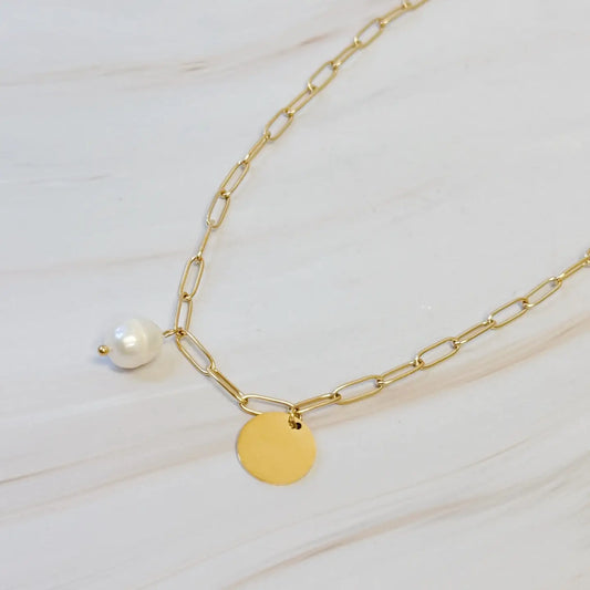 Pearl and Disc Necklace