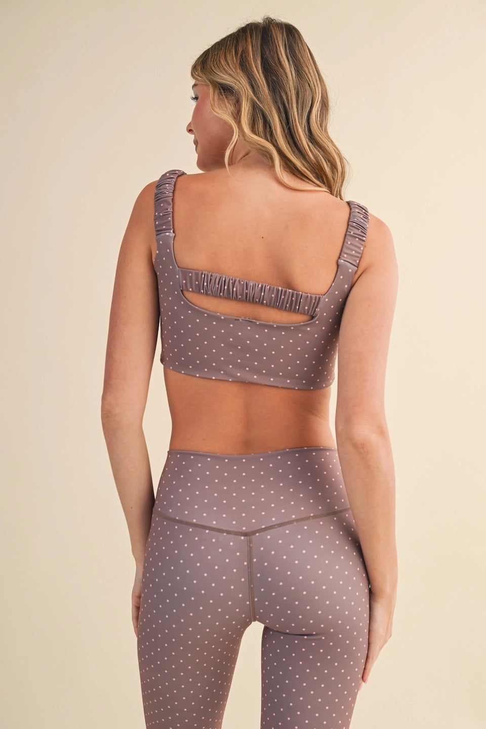 Polka Dot Print Ruched Bra Top