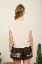 Cream Knit Top
