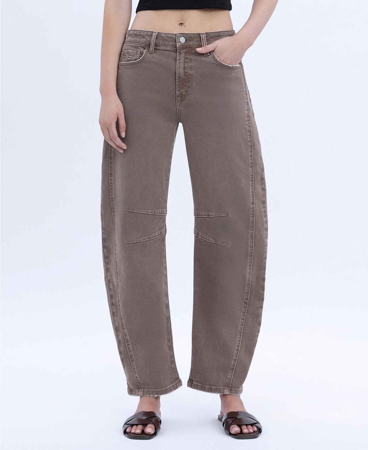 Brown Barrel Jeans